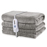 1 x RAW Customer Returns McJaw Heated Blanket - 180 130 cm Flannel Electric Heated Blankets, 4 Temperature Settings and 10 Hour Timer, Light Soft, Fast Heating with Overheating Protection - Gray - RRP €28.73