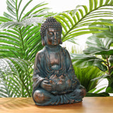 1 x RAW Customer Returns TERESA S COLLECTIONS garden decoration for outdoors, Buddha figure garden solar light resin sitting Budda statue garden figure frost-proof weatherproof, garden decoration for balcony gifts for women 32 cm - RRP €41.6