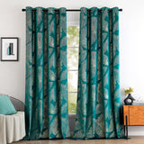 1 x RAW Customer Returns MIULEE Curtains Velvet with Gold Foil Leaves Pattern, 2 Pieces Turquoise Velvet Curtains with Eyelets, Each 280 cm High, Super Soft Velvet Curtain Opaque for Decoration Living Room Bedroom, Beautiful Velvet Curtain - RRP €49.18