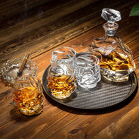 1 x RAW Customer Returns KANARS Whiskey Glasses and Decanter, Lead Free Sturdy Crystal Whiskey Bottle Set for Scotch, Bourbon, 750 ml Decanter and 4 Whiskey Glasses 320 ml, Luxury Gift Box, 5 Pieces - RRP €66.66