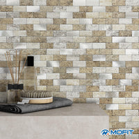 1 x RAW Customer Returns M MOFIT Self-adhesive wall tiles kitchen brick mosaic, peel and stick tile stickers matt 5 sheets, blue grey  - RRP €23.38