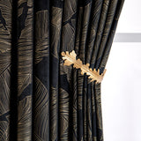 1 x RAW Customer Returns MIULEE Velvet Curtains with Gold Foil Leaves Pattern, 2 Pieces Black Velvet Curtains with Eyelets, Each 175 cm High, Super Soft Velvet Curtain Opaque for Decoration Living Room Bedroom, Beautiful Velvet Curtain - RRP €34.58