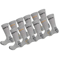 1 x RAW Customer Returns Caterpillar 12 Pairs of Work Socks Mid Calf Calf Height - Safety Shoes - Reinforced Heel Toes - Terry Cotton Light Grey, 43-46  - RRP €35.12