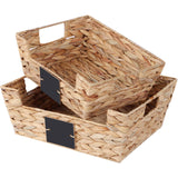 1 x RAW Customer Returns OUTBROS Braided storage basket, set of 2 rattan baskets made of woven, decorative storage box, organizer basket in shelf, worktop shelf cupboard organiser, water hyacinth - RRP €39.99