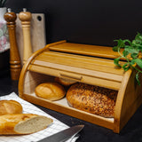 1 x RAW Customer Returns Creative Home Alder Wood Bread Bin Modern 38x28.5x17.5cm -1cm Bread Container Rolling Sliding Lid Concealed front opening Natural Beech Kitchen accessories - RRP €36.36