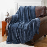 1 x Brand New BATTILO HOME Chenille Throw Blanket for Couch, Cozy Navy Blue Throw Blanket for Home Decor, Blue Throw Blanket for Sofa Chair Gift, 130x170cm - RRP €51.99