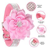 1 x Brand New PET ARTIST Cute Girl Rhinestone Suede Dog Collar for Small Dogs Cats, Soft Flower Dog Collar, Bling Dog Collars for Small Puppy Dogs Pink Collar S - RRP €8.05