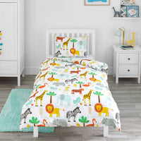 1 x RAW Customer Returns Bloomsbury Mill - Children s Bedding Set - Safari and Jungle Animals - Cot Duvet Cover and Pillowcase Set for Boys and Girls - Cot Sheets for Juniors and Toddlers - 120 x 150 cm - RRP €23.38