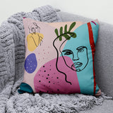 1 x Brand New Aoihrraan Cushion Covers 41 x 41 cm Abstract Line Woman Face Cushion Cover Home Decorative Square Linen Cushion Covers with Invisible Zip for Sofa Car Bedroom Pack of 4 - RRP €20.4