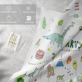 1 x Brand New Bedding Set for Children s Boys - Microfiber Dinosaurs Pattern Printed in 3 Pieces - with Duvet Cover and Earcase - 200 x 200 cm - RRP €36.98