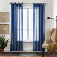 1 x RAW Customer Returns CUCRAF Curtains Sheer Blue Panels for Living Room Bedroom Window Treatment Grommet, Set of 2 H225CM X W140CM, Blue  - RRP €22.99