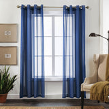 1 x RAW Customer Returns CUCRAF Curtains Transparent Blue Panels for Living Room Bedroom Window Treatment Grommet Set of 2 H225cm x W140cm, Blue  - RRP €20.16