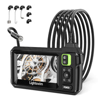 1 x RAW Customer Returns Lightswim Industrial Endoscope Inspection Camera, 4.3 inch IPS Borescope Sewer Camera, Handheld IP67 Waterproof Snake Camera with 8 LED Lights, 5m Semi-Rigid Cable - RRP €44.9