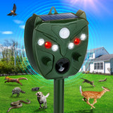 1 x RAW Customer Returns WOLFWILL Outdoor Animal Repeller, Ultrasonic - Solar Power or USB Cable with PIR LED Flashing Light Audible Alarm - 1200mAh 3.7V - RRP €26.4