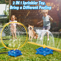 10 x Brand New VATOS 2 IN 1 Water Sprinkler for Kids with Rotating Spray Nozzles Attached to Garden Hose, Summer Outdoor Lawn Backyard Toys for Toddlers Outdoor Sprinkler Games Family Play - RRP €199.9