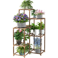 1 x RAW Customer Returns Corner Plant Stand Indoor Outdoor, 7 Tiers 10 Pots Wooden Plant Holder Shelf Plants Display Stand Stairs Garden Plant Stand Decoration Flower Pot Holders for Balcony Terrace - RRP €34.99