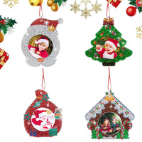 1 x Brand New Diamond Painting Christmas Pendant Decoration 4 Picture Frames Diamond Painting Christmas Decorations Window Pictures Christmas Stickers Creative Set Adults Craft Set Children Girls Gifts 7-8-9 Years - RRP €12.76