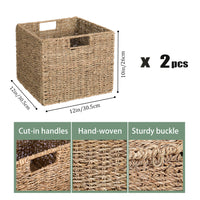 1 x RAW Customer Returns Set of 2 Kallax Expedit shelf baskets Kallax basket woven 30 x 30 x 26H cm seagrass shelf basket folding basket woven basket shelf box storage box storage basket shelf basket foldable - RRP €39.2