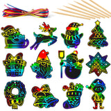 1 x RAW Customer Returns Mocoosy 48 pieces Christmas scratch art cards hanging decorations, rainbow magic scratch paper cards Christmas hanging ornaments craft DIY toys for children Christmas gifts party favors - RRP €12.62