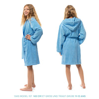 1 x RAW Customer Returns Twinzen Children s Bathrobe with Hood, 100 OekoTex Cotton, Bathrobe for Boys and Girls 13-14 Years Blue - Terry Cloth, Ultra Soft and Absorbent Bathrobe - RRP €28.99