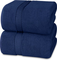 1 x RAW Customer Returns Utopia Towels - Set of 2 large cotton bath towels with hanger, sauna towels, large bath towels, hand towels 90 x 180 cm navy blue  - RRP €26.21