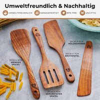 1 x RAW Customer Returns Wooden spatula set cooking spoon set I kitchen utensil set kitchen accessories set - wooden spatula wooden cooking spoon - cookware kitchen utensils kitchen set - high quality sustainable - RRP €26.99