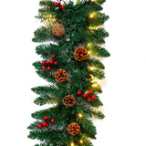 1 x RAW Customer Returns Joiedomi 2.7 meter artificial Christmas garland, fir garland with 100 LED lights, 27 pine cones, 27 red berries, battery operated, for Christmas decoration - RRP €35.28