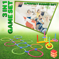 1 x RAW Customer Returns Outdoor games for children set garden games for children sack race egg and spoon race tug of war can throwing hopscotch ring toss bean bag children s games throwing games for family indoor outdoor set 3 in 1  - RRP €25.56