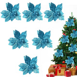 1 x RAW Customer Returns BELLE VOUS Christmas Decoration Flowers 6pcs - 32cm Glitter Flowers Christmas Blue Poinsettia Artificial with Stem for Christmas Tree Decorations, Advent Wreath, Christmas Garland, Wedding and Party Decoration - RRP €29.99