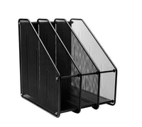 1 x RAW Customer Returns Exerz Metal Mesh Triple Magazine File Holder Magazine Files Desk Shelf- 3 Compartments for Document File Organizer Notebooks Folders Black  - RRP €19.99