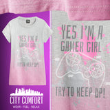 2 x Brand New CityComfort Girl s Short Sleeve T-shirt, Summer Girl s Clothing, Girl s Video Game T-shirt 7-15 Years Grey Pink, 13-14 years  - RRP €43.2