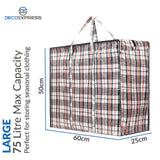 1 x RAW Customer Returns Jumbo Bag with Zipper Storage Bag Clothes Storage Bag Large Bags XXL Checked Plastic Bag with Zipper Underbed Storage Pack of 5  - RRP €19.67