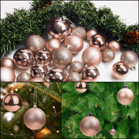 1 x RAW Customer Returns Belle Vous Rose Gold Christmas Tree Baubles 50pcs - Shiny Baubles Various Sizes with Star Tip - Christmas Decorations for Hanging Indoor Outdoor - RRP €26.9