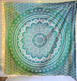 1 x RAW Customer Returns RAJRANG BRINGING RAJASTHAN TO YOU Large King Size Mandala Tapestry for Bedroom and Living Room Wall Hanging Ombre Tapestries Cotton Sea Green 90 x 108  - RRP €23.99