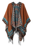 1 x RAW Customer Returns Urban GoCo Women s Poncho Stole Bohe Tassel Scarf 5 Orange  - RRP €35.98