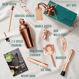 1 x RAW Customer Returns Oak Steel 10-Piece Complete Professional Cocktail Shaker Gift Set Made of Stainless Steel with Cocktail Shot Recipe Book - Rose Gold Copper - RRP €21.6