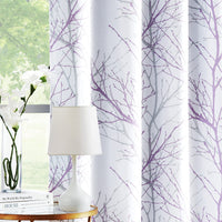 1 x Brand New FMFUNCTEX Opaque Curtains 129 cm Width Blackout Curtain Tree Branches Printed Curtain with Eyelets Eyelet Curtain Opaque for Bedroom Living Room 2 Pieces Purple, 129 x 245 cm  - RRP €42.99