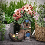 1 x RAW Customer Returns TERESA S COLLECTIONS Garden decoration for outdoors, 21 cm fairy house garden figure solar LED garden lighting fairy garden elf house made of synthetic resin solar light garden decoration for balcony gifts for women - RRP €29.99