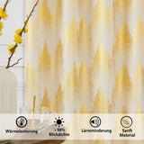 1 x Brand New FMFUNCTEX Beige Gold Foil Pine Forest Opaque Curtains Eyelet Curtain Cold Protection Blackout Curtains Thermal Insulated Curtains for Living Room Bedroom, 132 245cm, Set of 2 - RRP €29.23