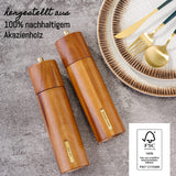 1 x RAW Customer Returns Sustainable salt and pepper mill set of 2 Height 21cm FSC-certified acacia wood Spice mills Premium grinders ceramic and stainless steel Brand neisie  - RRP €35.24