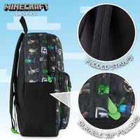 1 x RAW Customer Returns Minecraft Backpack with Pockets for Children - Gifts for Gamers Black Aop  - RRP €28.51