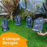 4 x RAW Customer Returns PREXTEX 4 Pack Halloween Ornaments Lightweight Foam Graveyard Rip Tombstones Rip Halloween Decorations, 43cm x 33cm - Halloween Clearance - RRP €84.2