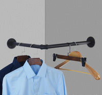 2 x Brand New AddGrace Gold Industrial Pipe Clothes Rail Wall Mounted Coat Rack Rectangular Corner Hanger Space Saving 46cm - RRP €40.8