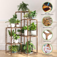 1 x RAW Customer Returns Corner Plant Stand Indoor Outdoor, 7 Tiers 10 Pots Wooden Plant Holder Shelf Plants Display Stand Stairs Garden Plant Stand Decoration Flower Pot Holders for Balcony Terrace - RRP €34.99