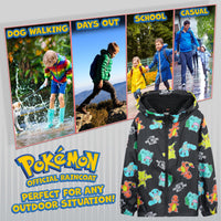 1 x RAW Customer Returns Pokemon Rain Jacket Kids Waterproof - 100 Polyester Kids Rain Jacket Boys - Comfortable Rain Jacket Girls and Boys Black AOP, 7-8 Years  - RRP €34.99