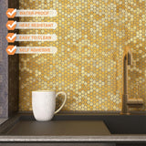 1 x RAW Customer Returns VAOVI Self-adhesive mosaic tile gold kitchen wall, wall tile metal with facet gold matt and glossy tile sticker small hexagon 10 mats  - RRP €49.99