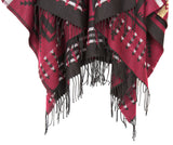 1 x RAW Customer Returns Urban GoCo Women s Poncho Stole Bohe Tassel Scarf 1 Red  - RRP €35.98