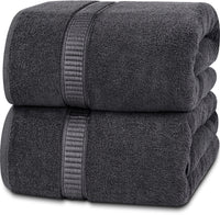 1 x RAW Customer Returns Utopia Towels - Set of 2 Large Cotton Bath Towels with Hanger, Sauna Towels, Large Bath Towels, Hand Towels 90 x 180 cm Grey  - RRP €25.36