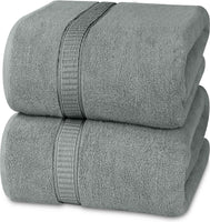 1 x RAW Customer Returns Utopia Towels - Set of 2 Large Cotton Bath Towels with Hanger, Sauna Towels, Large Bath Towels, Hand Towels 90 x 180 cm Silver  - RRP €35.99