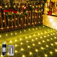 1 x RAW Customer Returns Ollny outdoor net lights 3x2m, 200 LED fairy lights outdoor net warm white with remote control timer, IP67 waterproof indoor net lights 8 modes for bushes garden room balcony - RRP €23.99